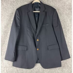 Vineyard Vines Blazer Sport Coat Mens 46R Blue Wool Blend Gold Button Stretch